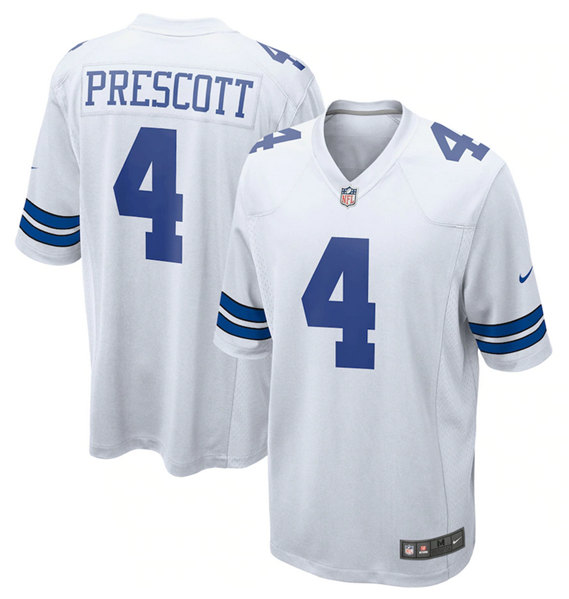Men's Dallas Cowboys #4 Dak Prescott White Stitched Game Jersey Men's Dallas Cowboys #4 Dak Prescott White Stitched Game Jersey
